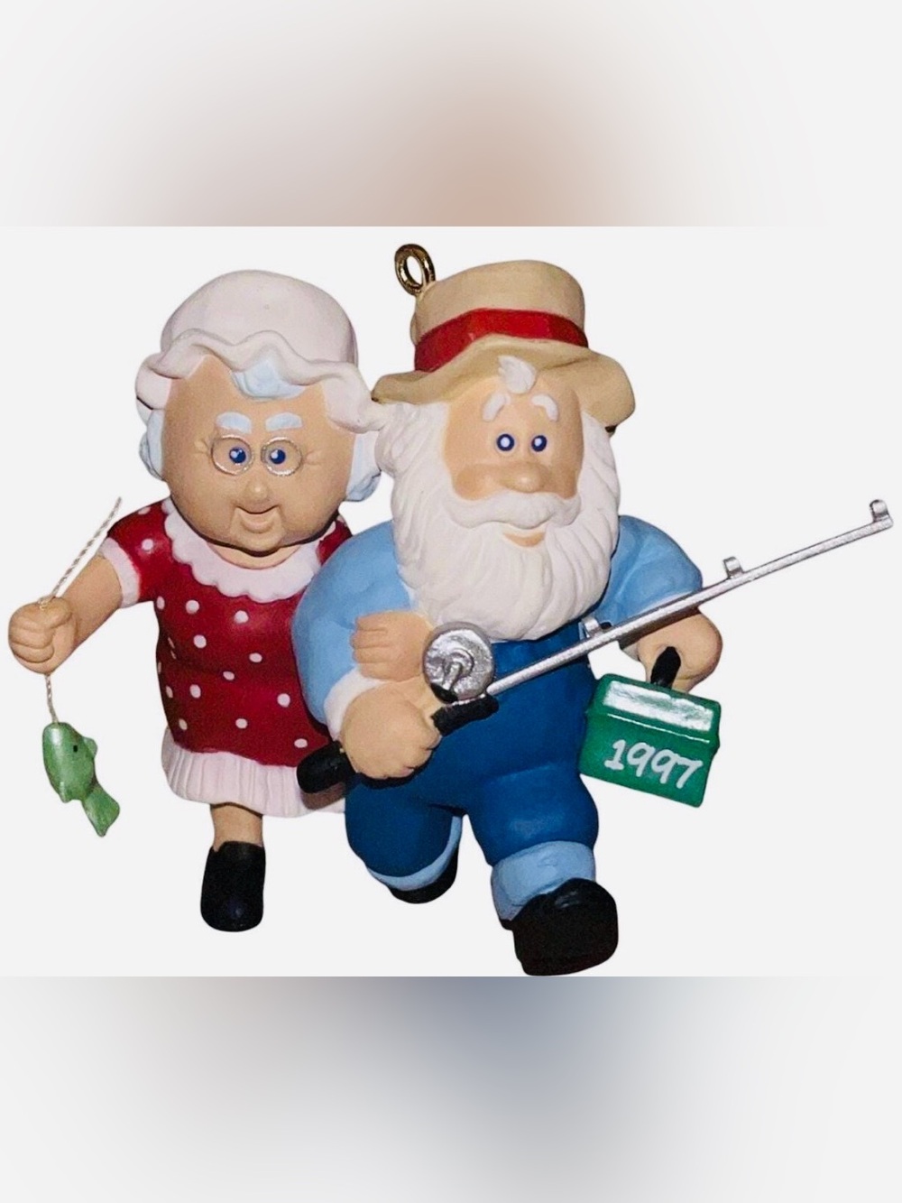1997 Fishing The Clauses on Vacation Hallmark Grandma & Grandpa Fishing Ornament